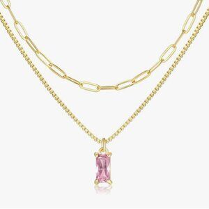 Layered Chain & Cubic Zirconia Necklace Set